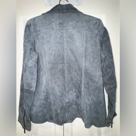 Dennis Basso Women's Gray Lined Full Zip Suede Leather Jacket Size small. VGUC - Picture 3 of 11